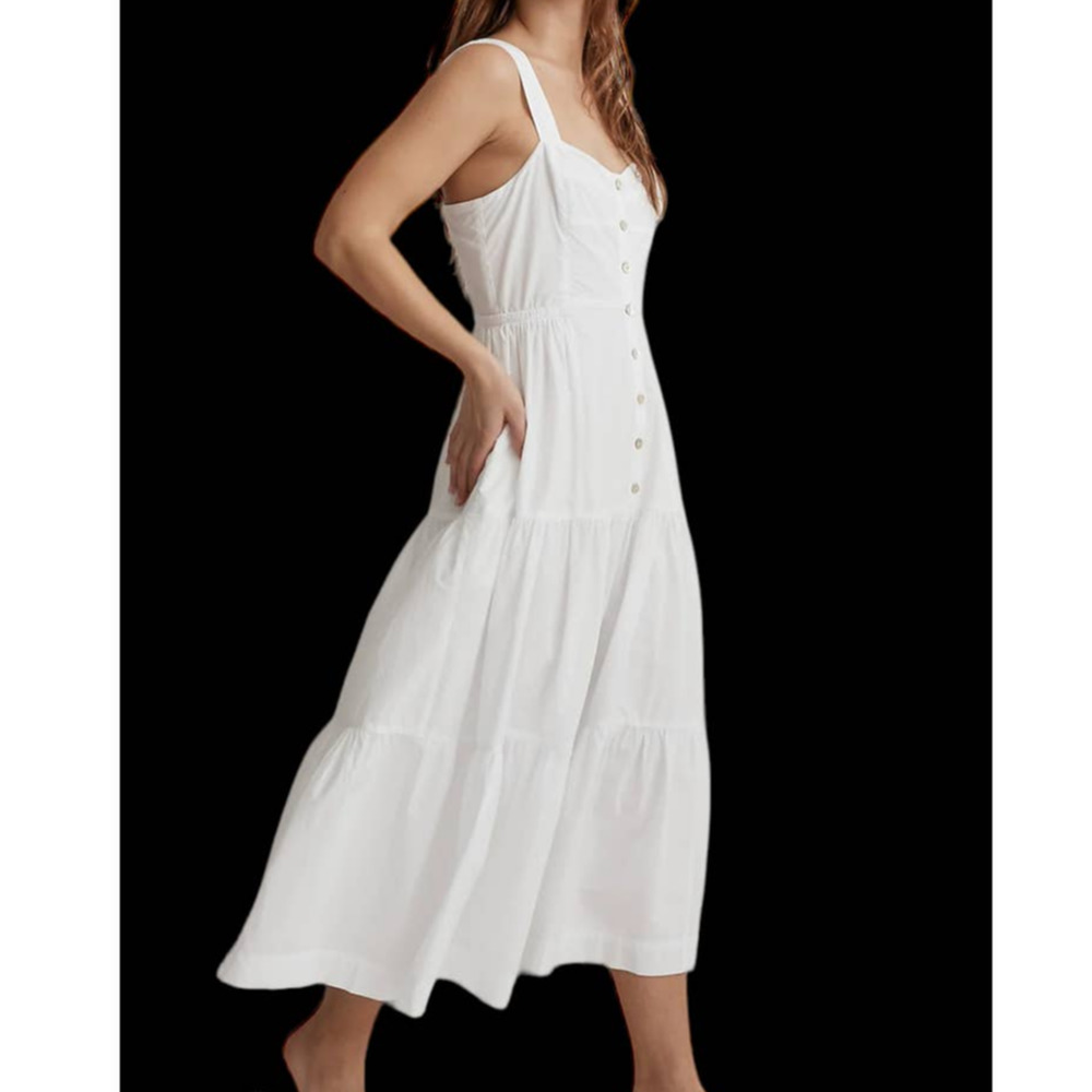 Madewell | Nwt Button-Front Tiered Midi Dress Nk4… - image 1